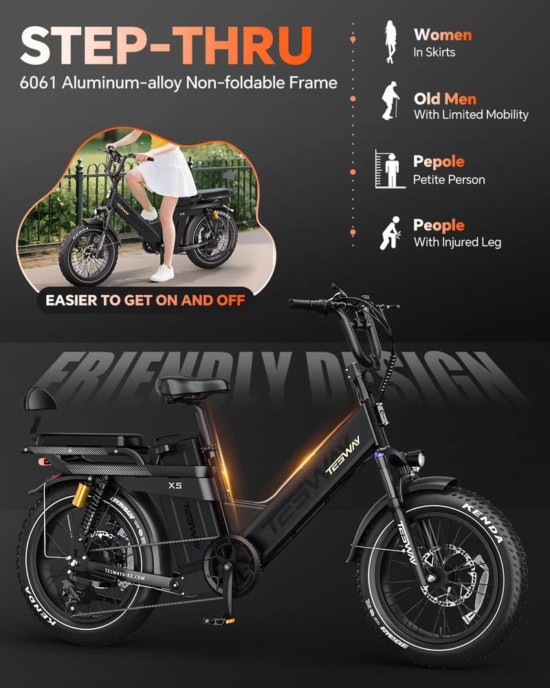 TESWAY X5 Pro Electric Bike Canada – Dual Motor 60Ah Long Range E-Bike