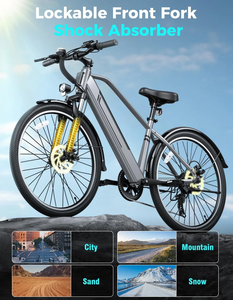 Jasion EB5 Electric Bike 26" 360 Wh Battery | Commuter E-Bike Canada