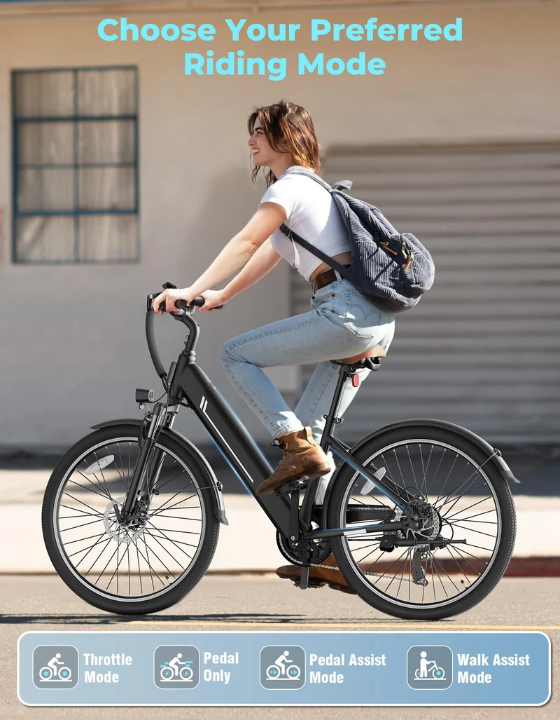 Jasion EB5 Electric Bike 26" 360 Wh Battery | Commuter E-Bike Canada