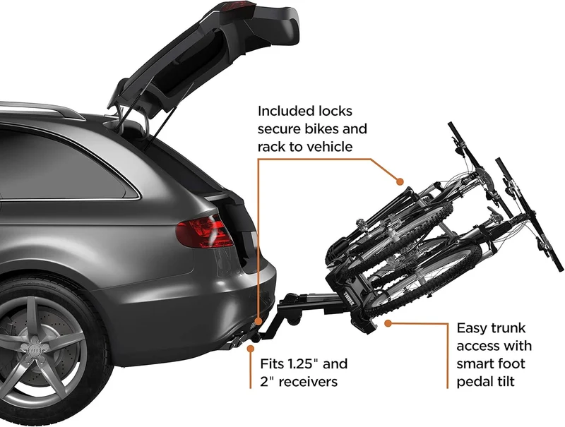 Thule EasyFold XT 2 Bike Hitch Rack – Foldable Carrier for Electric Bikes & Heavy MTB (60kg Capacity)
