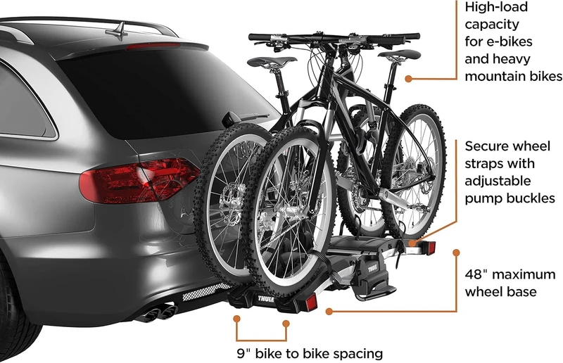 Thule EasyFold XT 2 Bike Hitch Rack – Foldable Carrier for Electric Bikes & Heavy MTB (60kg Capacity)