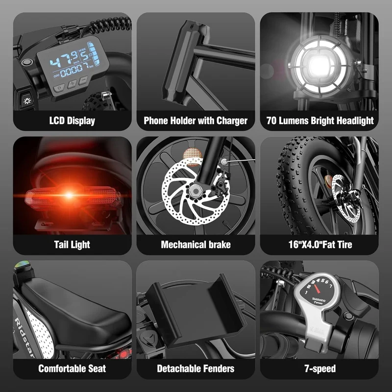 Bopzin 1000W Fat Tire Electric Bike – Motorcycle Style E-Bike Canada
