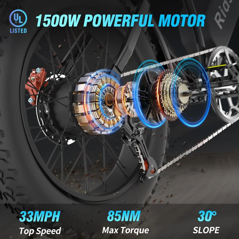 Bopzin 1000W Fat Tire Electric Bike – Motorcycle Style E-Bike Canada