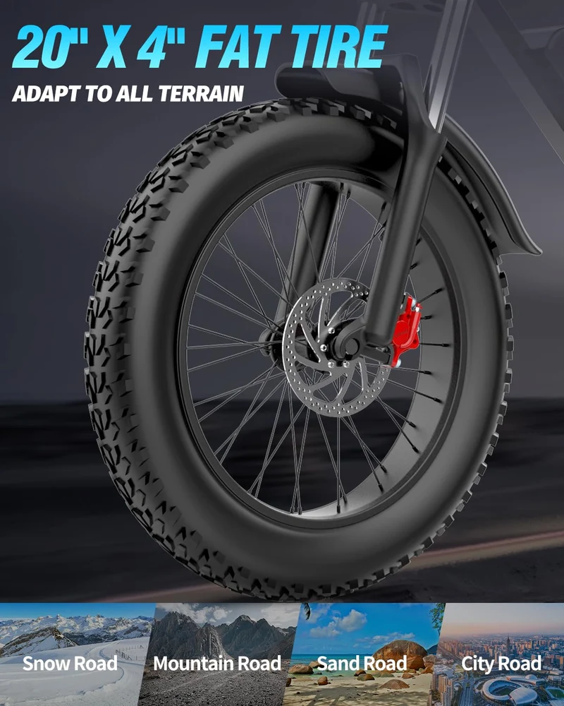 Bopzin 1000W Fat Tire Electric Bike – Motorcycle Style E-Bike Canada