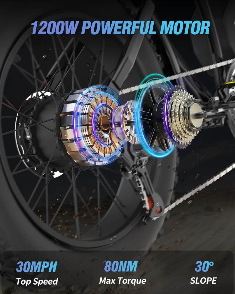 Bopzin 1000W Fat Tire Electric Bike – Motorcycle Style E-Bike Canada