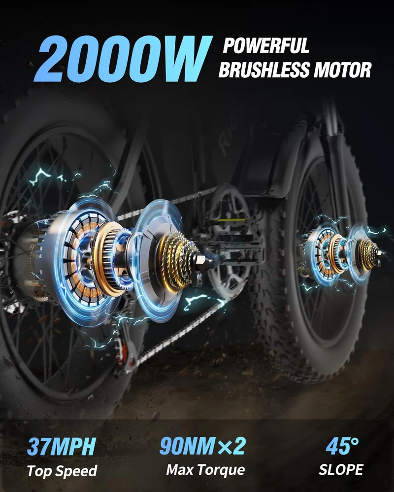 Bopzin 1000W Fat Tire Electric Bike – Motorcycle Style E-Bike Canada