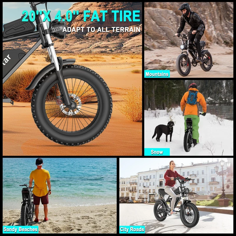 Bopzin 1000W Fat Tire Electric Bike – Motorcycle Style E-Bike Canada