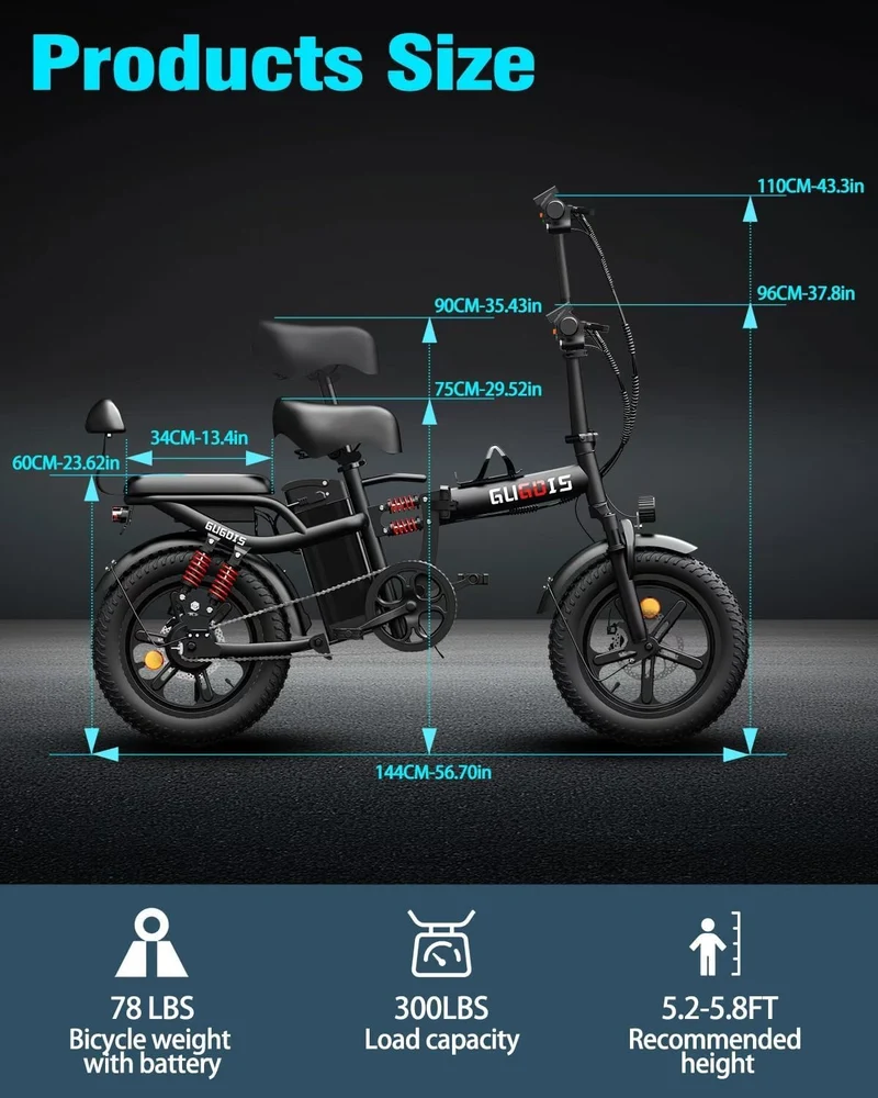 Rakowe G16 Folding Electric Bike – 750W Motor, 28MPH, 60 Miles Range – Canada