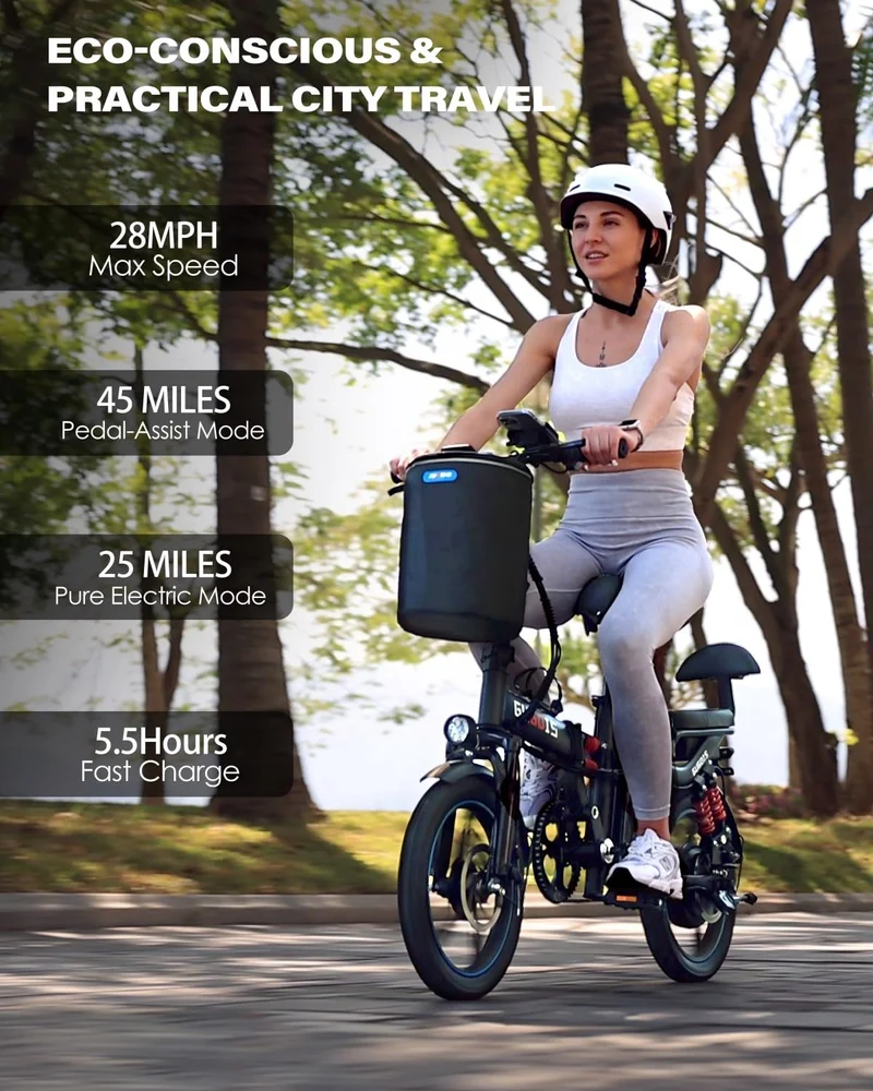 Rakowe G16 Folding Electric Bike – 750W Motor, 28MPH, 60 Miles Range – Canada