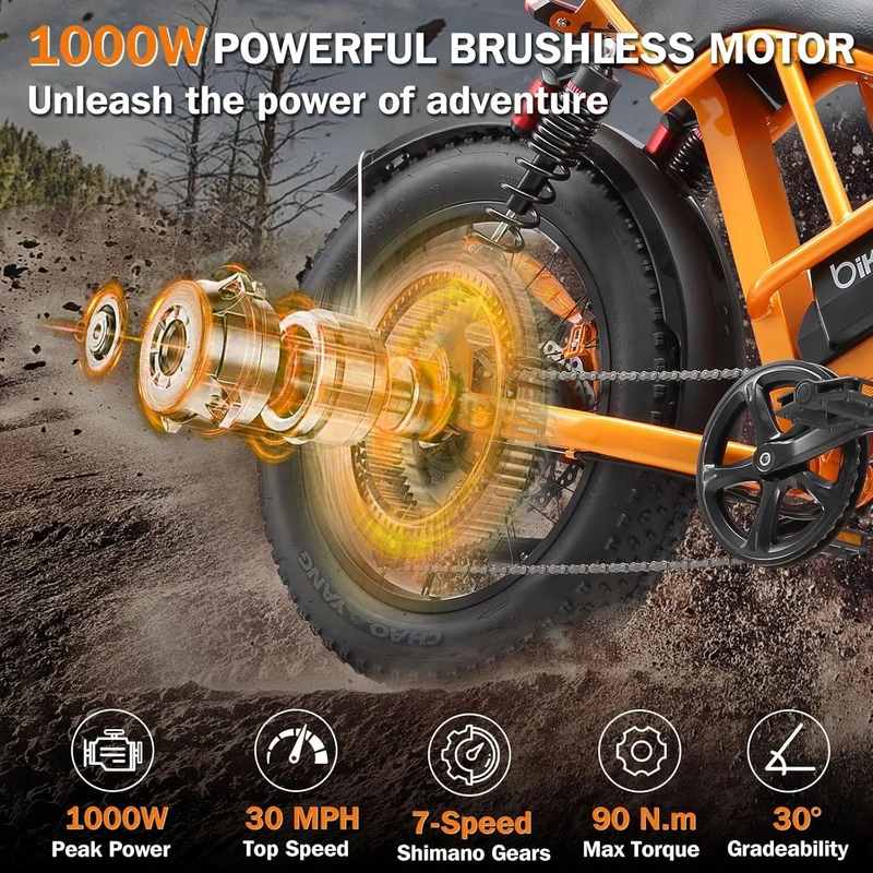 PikSpiid M7 Electric Bike 1000W Fat Tire Canada