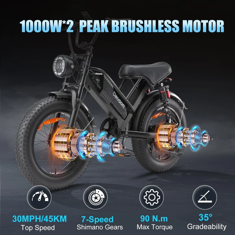 PikSpiid M7 Electric Bike 1000W Fat Tire Canada