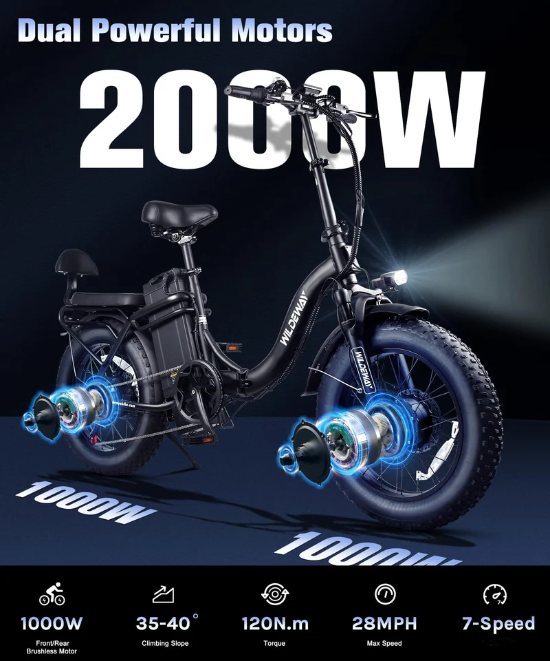 SummitX 1000W Folding E-Bike - Long Range 250km