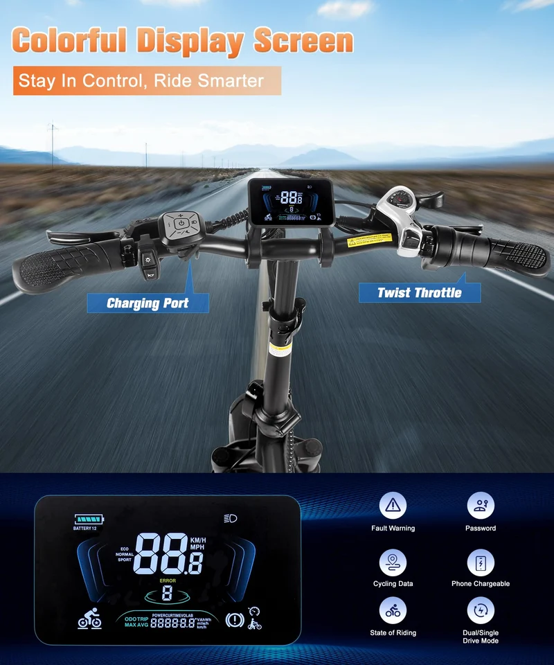 SummitX 1000W Folding E-Bike - Long Range 250km