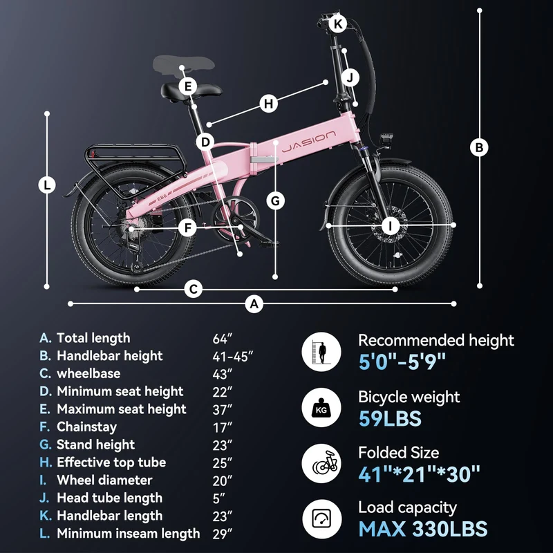 Jasion EB6 Folding Electric Bike – 500W Fat Tire Canada
