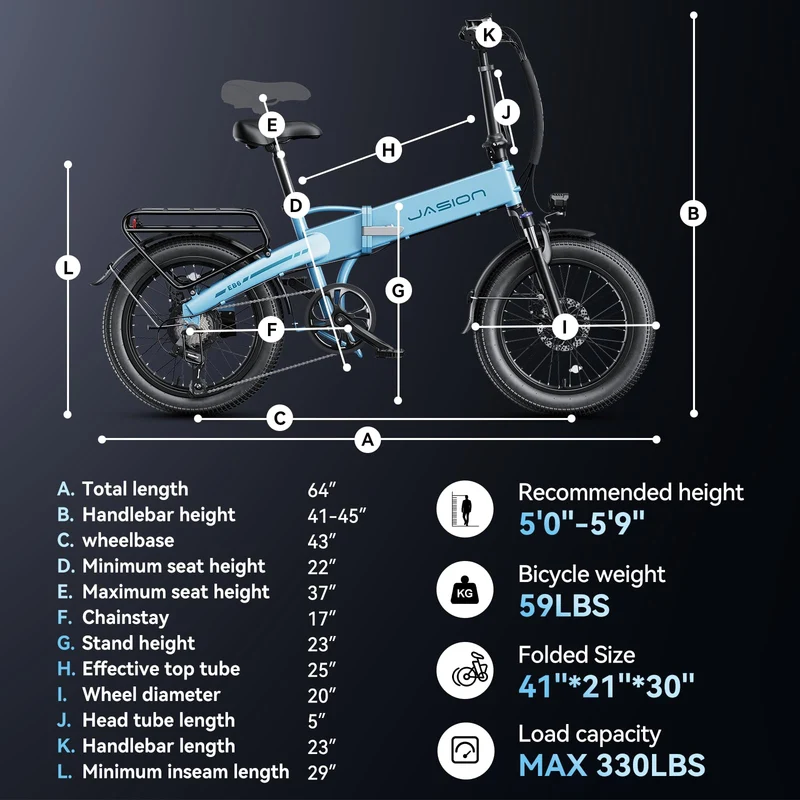 Jasion EB6 Folding Electric Bike – 500W Fat Tire Canada