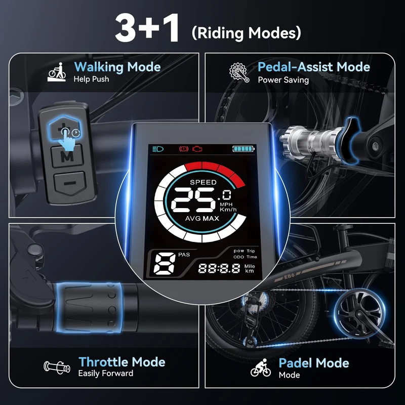 Jasion EB6 Folding Electric Bike – 500W Fat Tire Canada