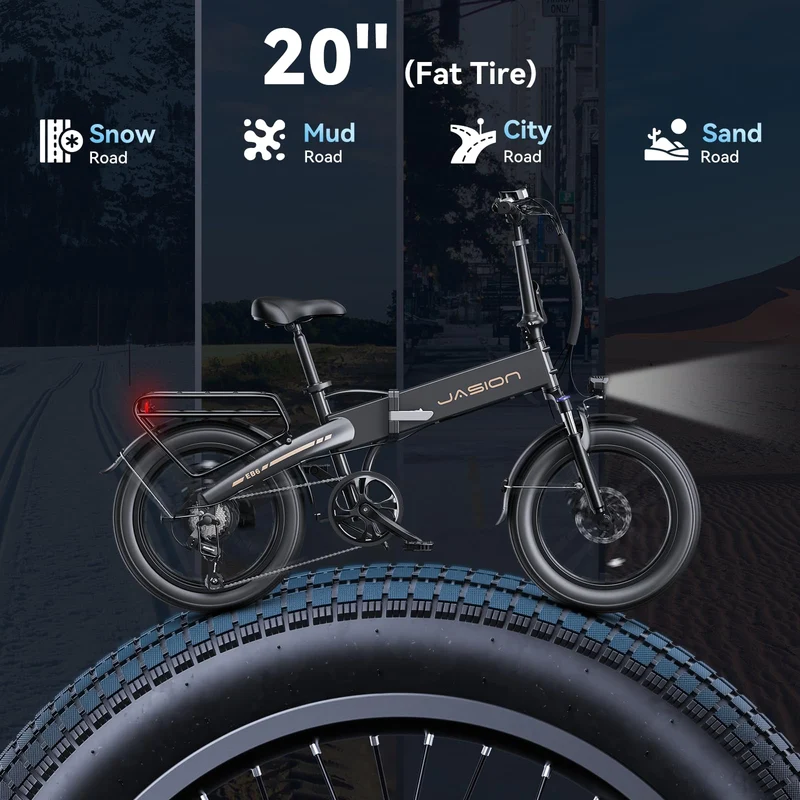 Jasion EB6 Folding Electric Bike – 500W Fat Tire Canada
