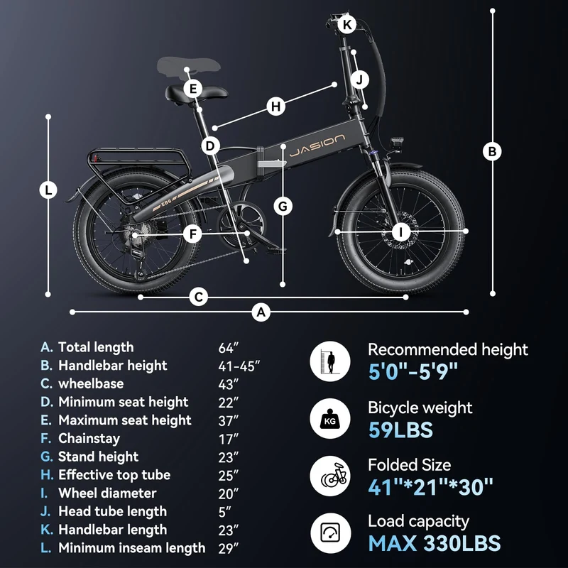 Jasion EB6 Folding Electric Bike – 500W Fat Tire Canada