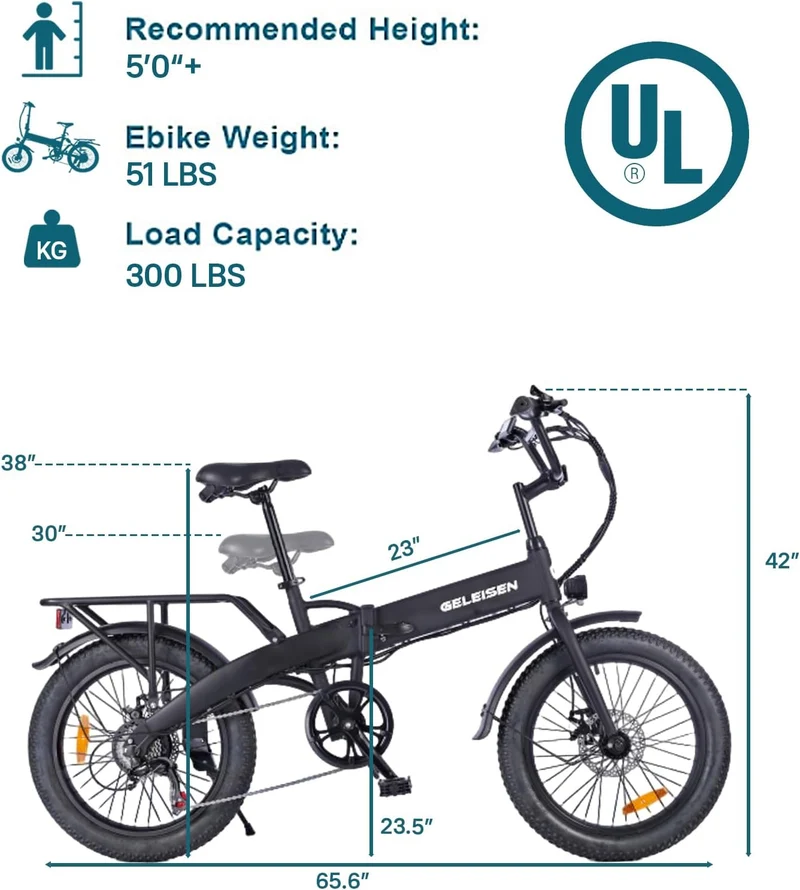 GELEISEN Folding Electric Bike PM-09 Canada | 350W Fat Tire