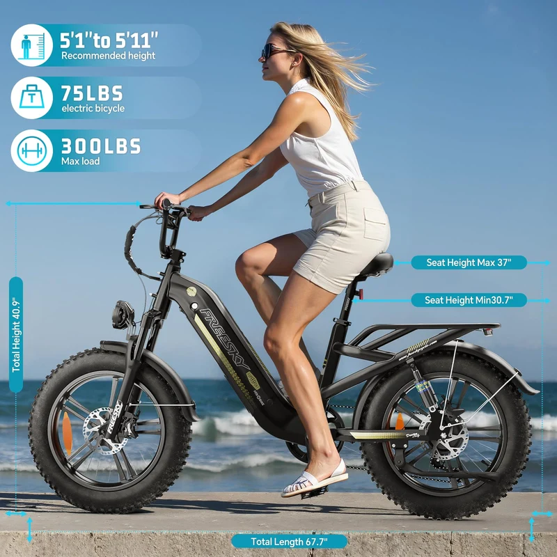 FREESKY Rocky Pro A-320 Step-Thru Fat-Tire E-Bike (48V 25Ah, 72–145 km Range).
