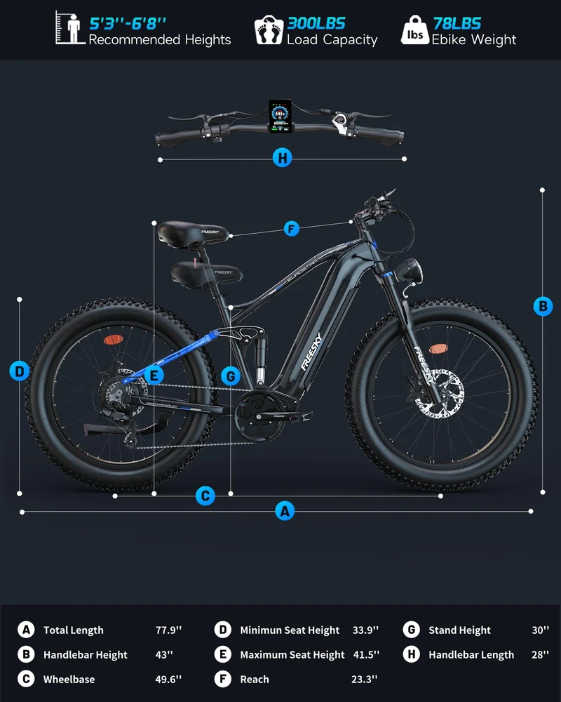 FREESKY Eurostar Ultra Electric Fat Tire Bike – 1000W, Full Suspension, Canada Edition