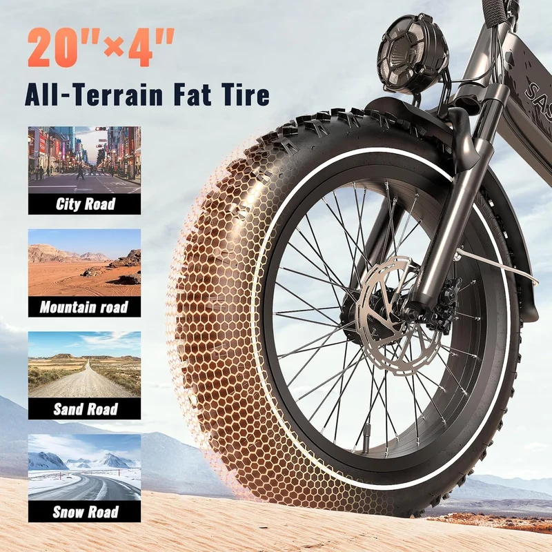SASIKEI E7 Folding Fat Tire Electric Bike Canada