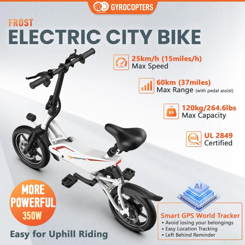 Gyrocopters Frost Folding E-Bike – Compact 14" Electric Bike Canada