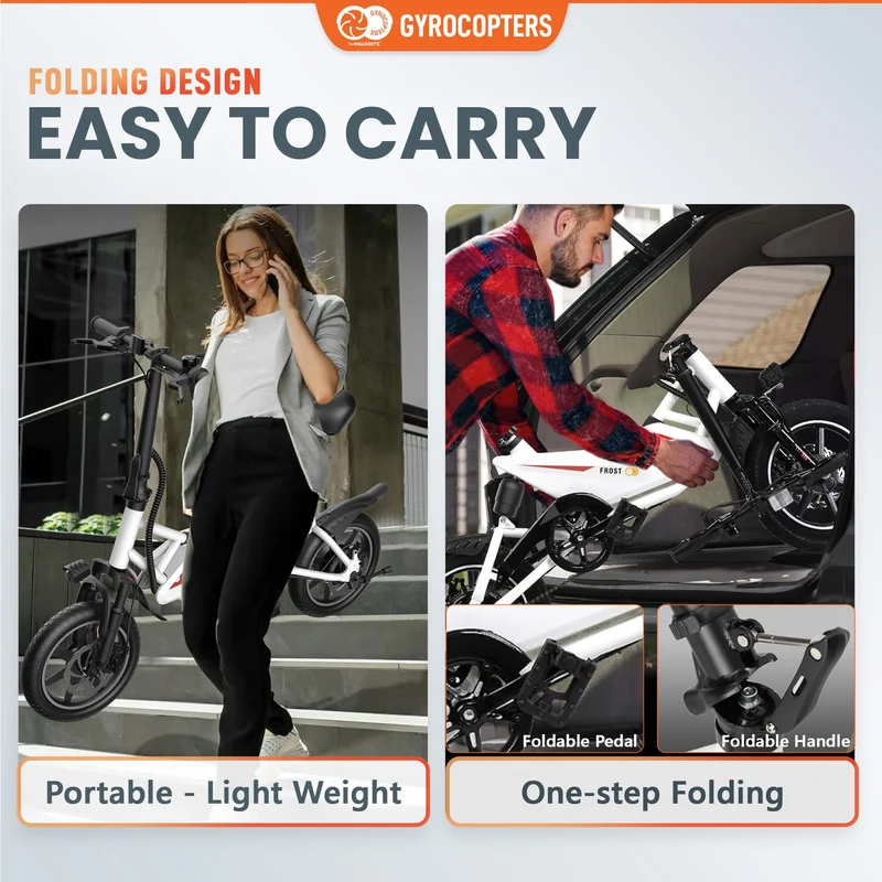 Gyrocopters Frost Folding E-Bike – Compact 14" Electric Bike Canada