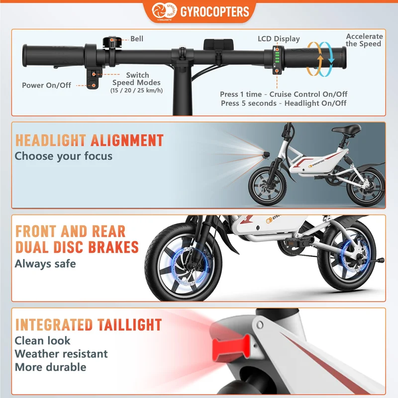Gyrocopters Frost Folding E-Bike – Compact 14" Electric Bike Canada