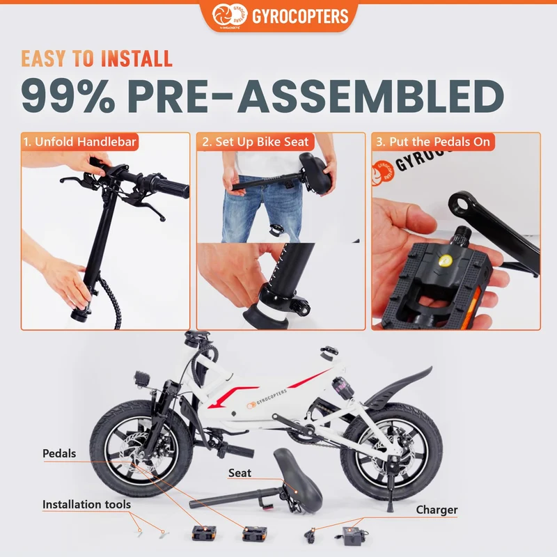 Gyrocopters Frost Folding E-Bike – Compact 14" Electric Bike Canada