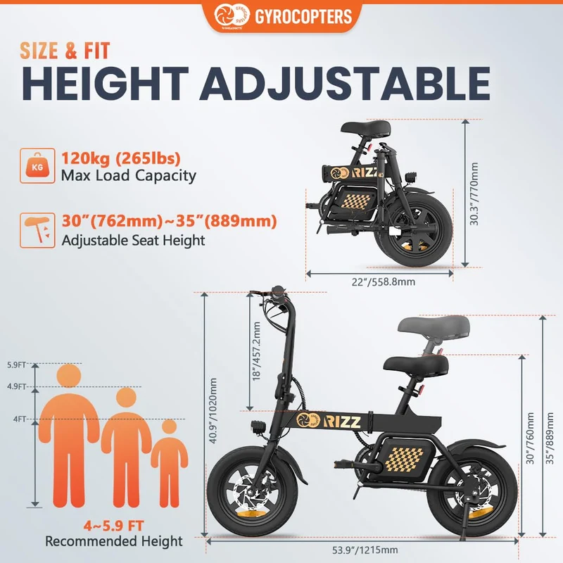 Gyrocopters Rizz E-Bike – Folding Electric Bike Canada