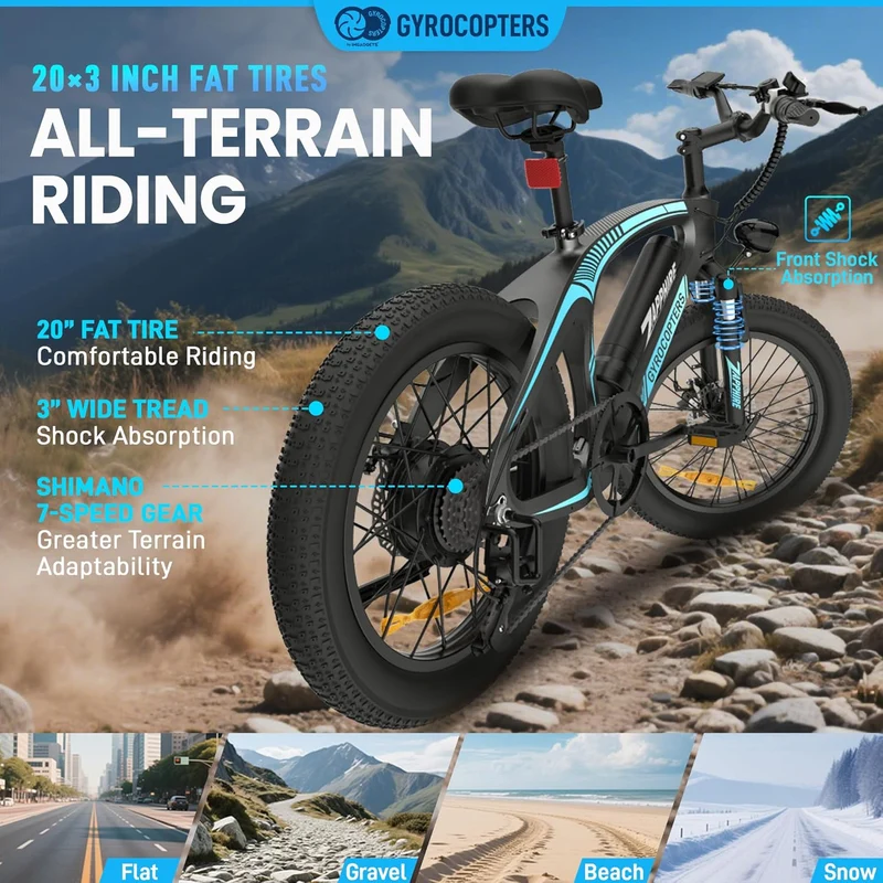 Gyrocopters Zapphire 500W Fat-Tire E-Bike Canada