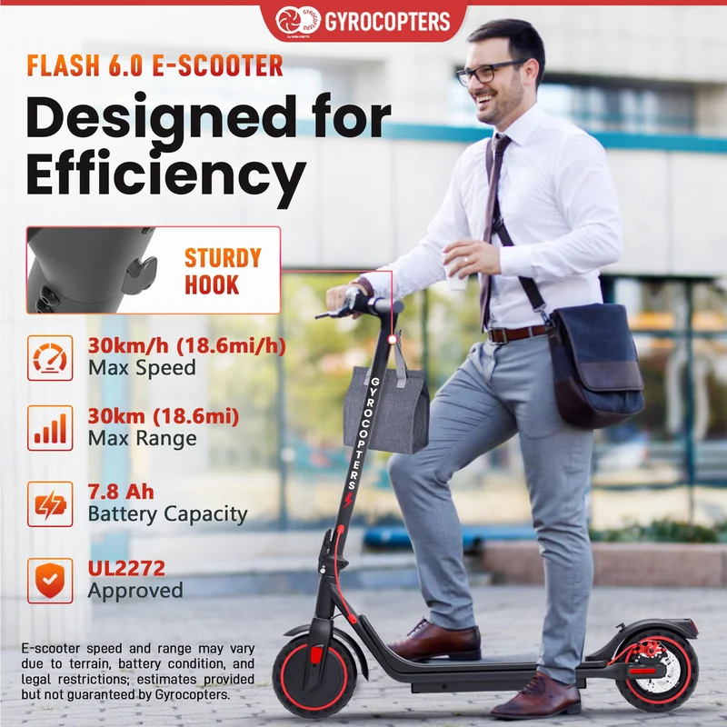 Gyrocopters Flash 6.0 Electric Scooter Canada – 30 km Range