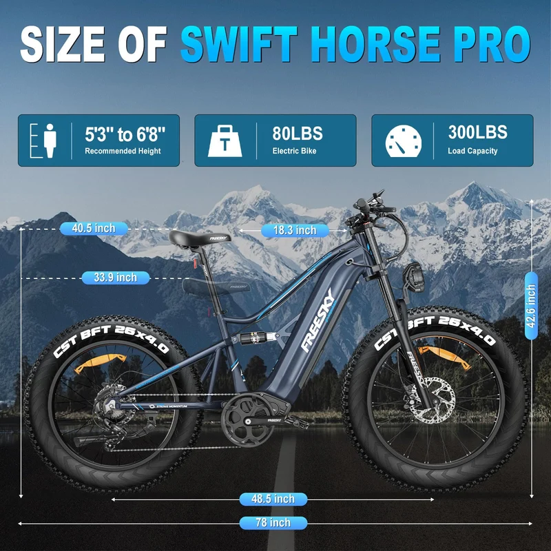 FREESKY Swift Horse Pro Electric Fat-Tire Ebike – 48 V 30 Ah Samsung | Canada-Ready Adventure