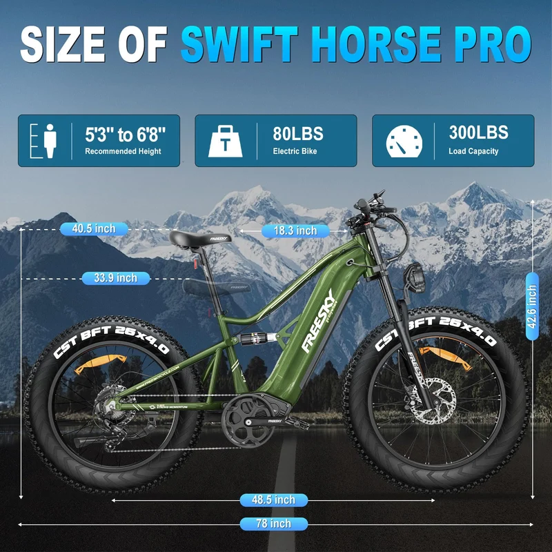 FREESKY Swift Horse Pro Electric Fat-Tire Ebike – 48 V 30 Ah Samsung | Canada-Ready Adventure