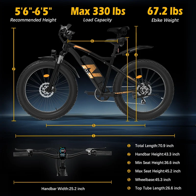 ZDZA ZA01 1500W Fat Tire Electric Mountain Bike – 48V 14.5Ah | Fast Shipping in Canada | UL Certified