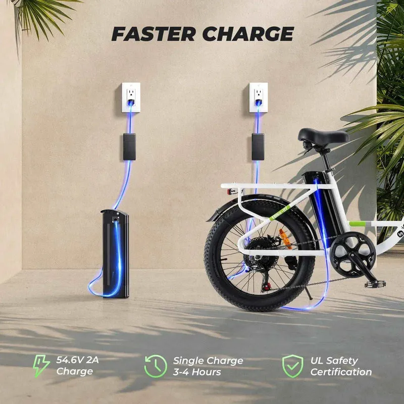 ISINWHEEL U7 20" Step-Thru Cargo Electric Bike 500W Motor 48V 10.4Ah Battery, Max Speed 32 KPH, Range 80KM