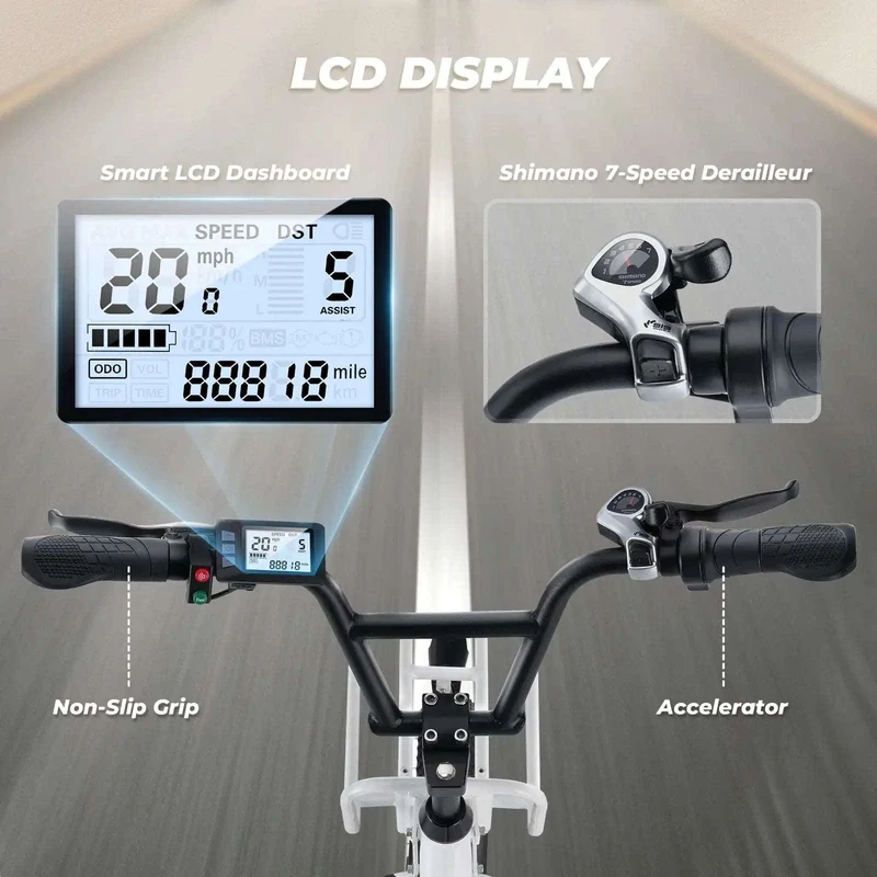 ISINWHEEL U7 20" Step-Thru Cargo Electric Bike 500W Motor 48V 10.4Ah Battery, Max Speed 32 KPH, Range 80KM