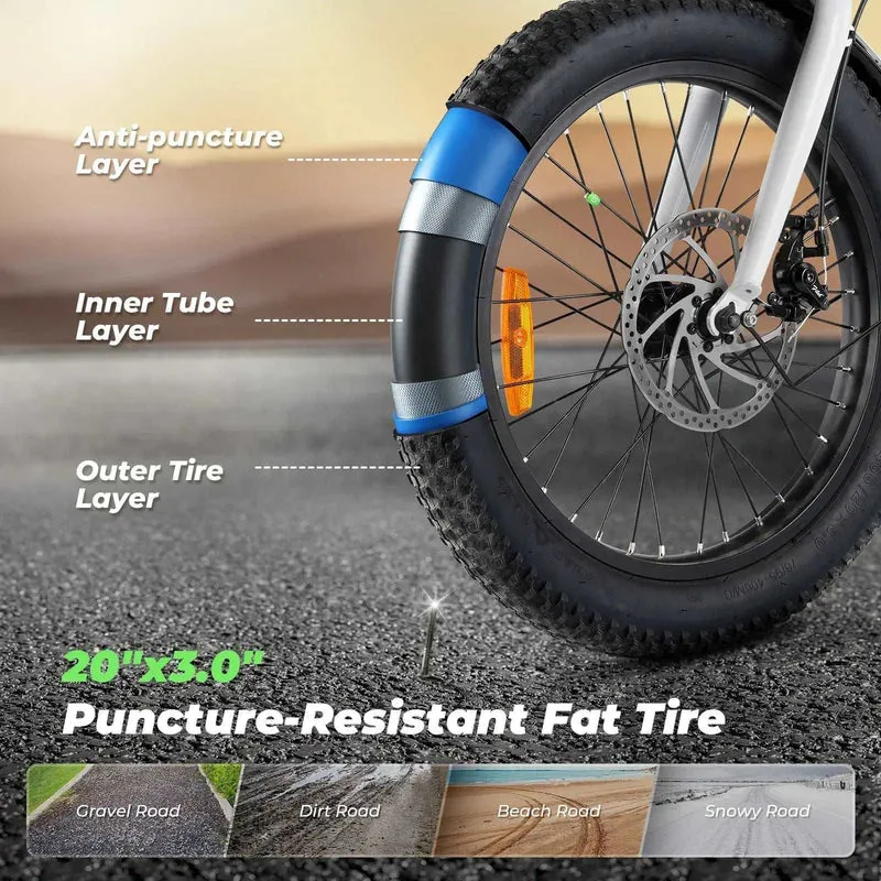 ISINWHEEL U7 20" Step-Thru Cargo Electric Bike 500W Motor 48V 10.4Ah Battery, Max Speed 32 KPH, Range 80KM