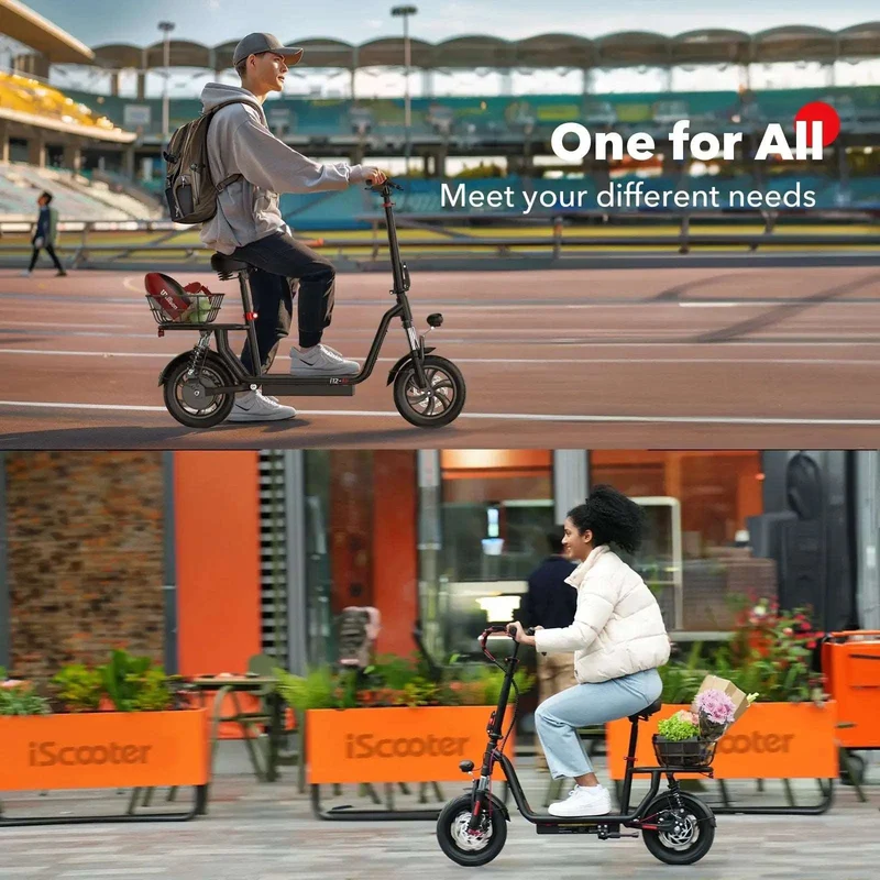 iScooter i12 Electric Scooter with Seat for Adults, Max Speed 25 kph, Range 35km