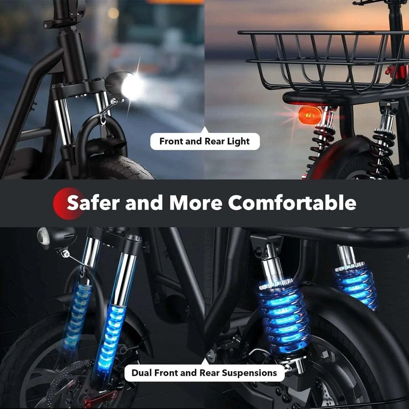 iScooter i12 Electric Scooter with Seat for Adults, Max Speed 25 kph, Range 35km