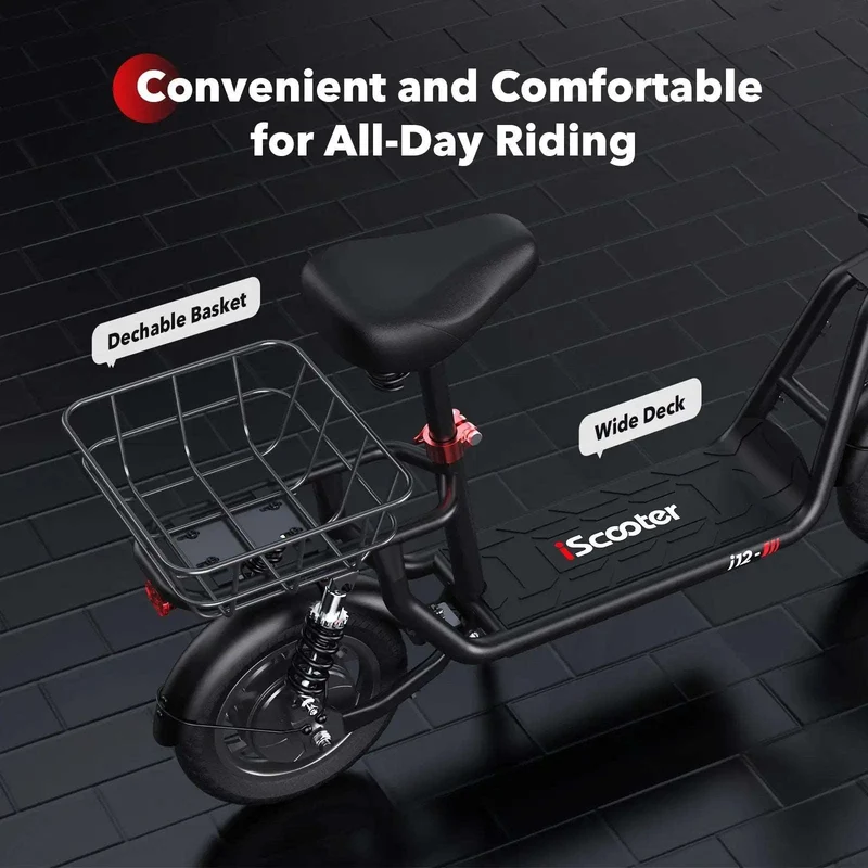 iScooter i12 Electric Scooter with Seat for Adults, Max Speed 25 kph, Range 35km