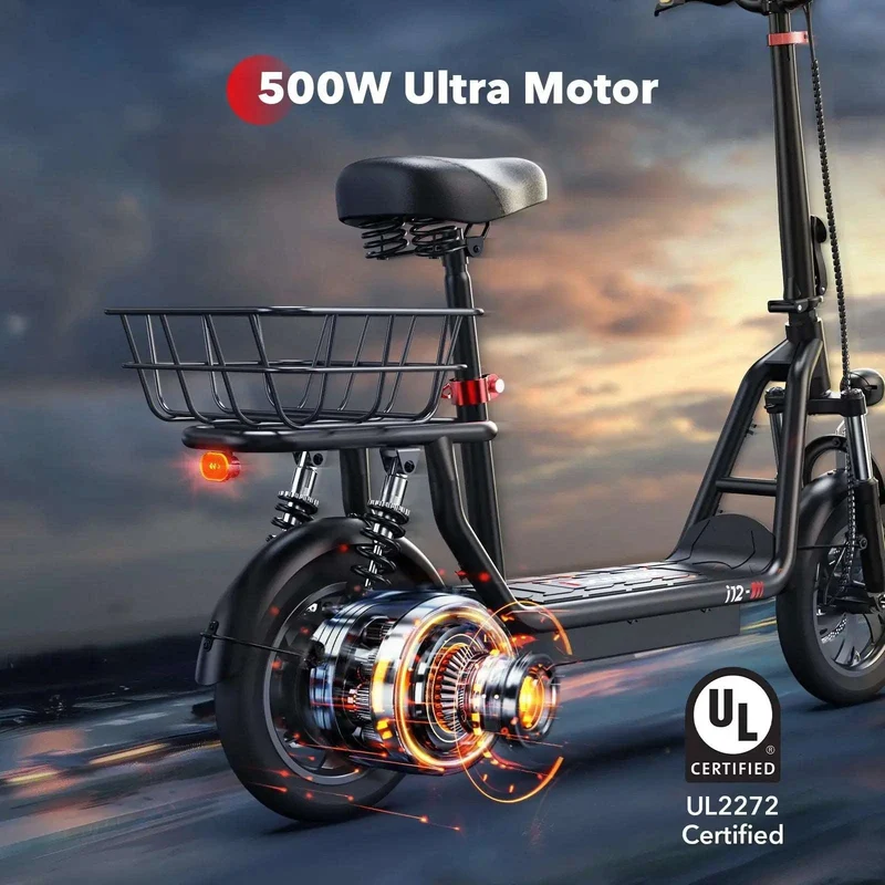 iScooter i12 Electric Scooter with Seat for Adults, Max Speed 25 kph, Range 35km