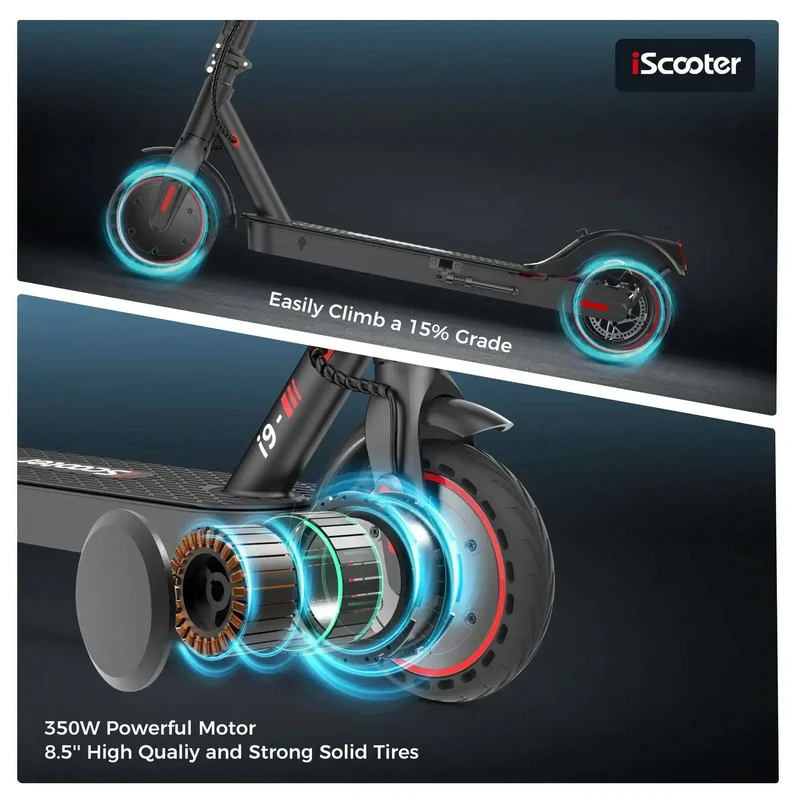 iScooter i9 Foldable Commuting Electric Scooter 350W-Max Speed 25kph, Range 28km