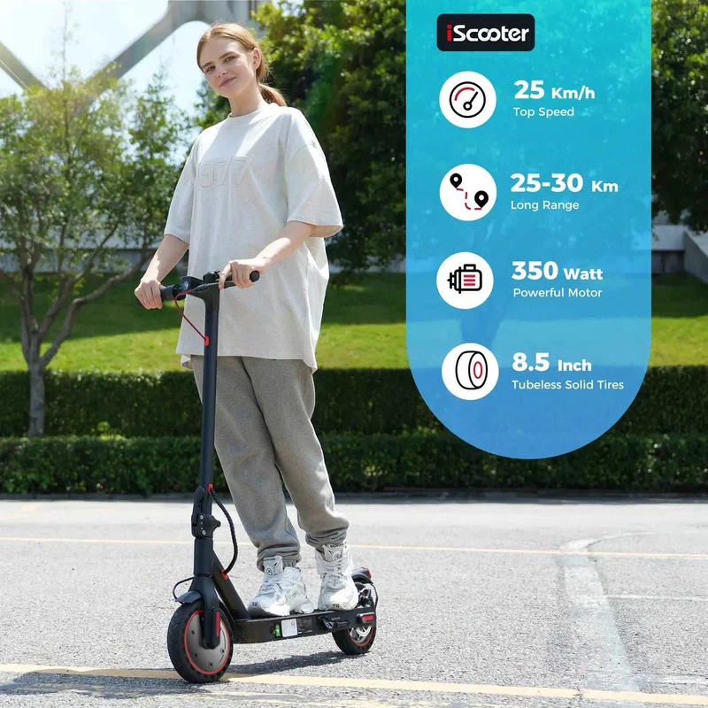 iScooter i9 Foldable Commuting Electric Scooter 350W-Max Speed 25kph, Range 28km