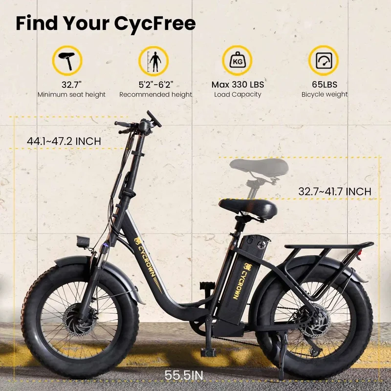 CycFree 120KM Long Range Electric Bike - Max Speed 32 KPH, Range 120 KM