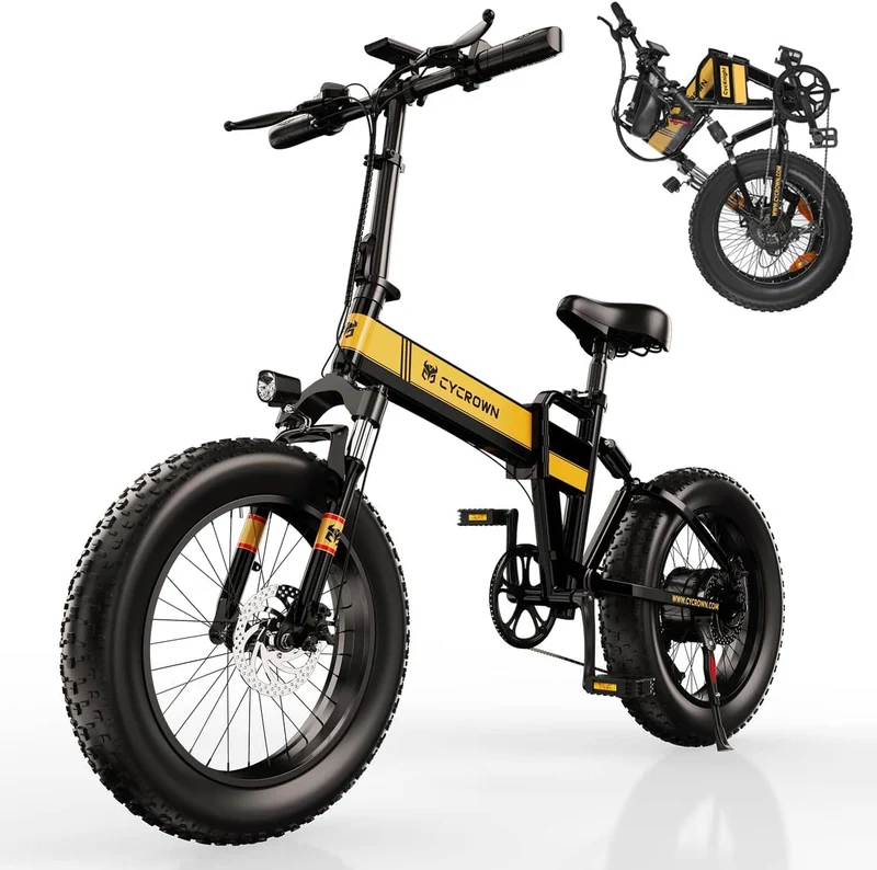 Cycrown Knight Fat Tire folding electric bike-Max Speed 32KPH, Range 77KM