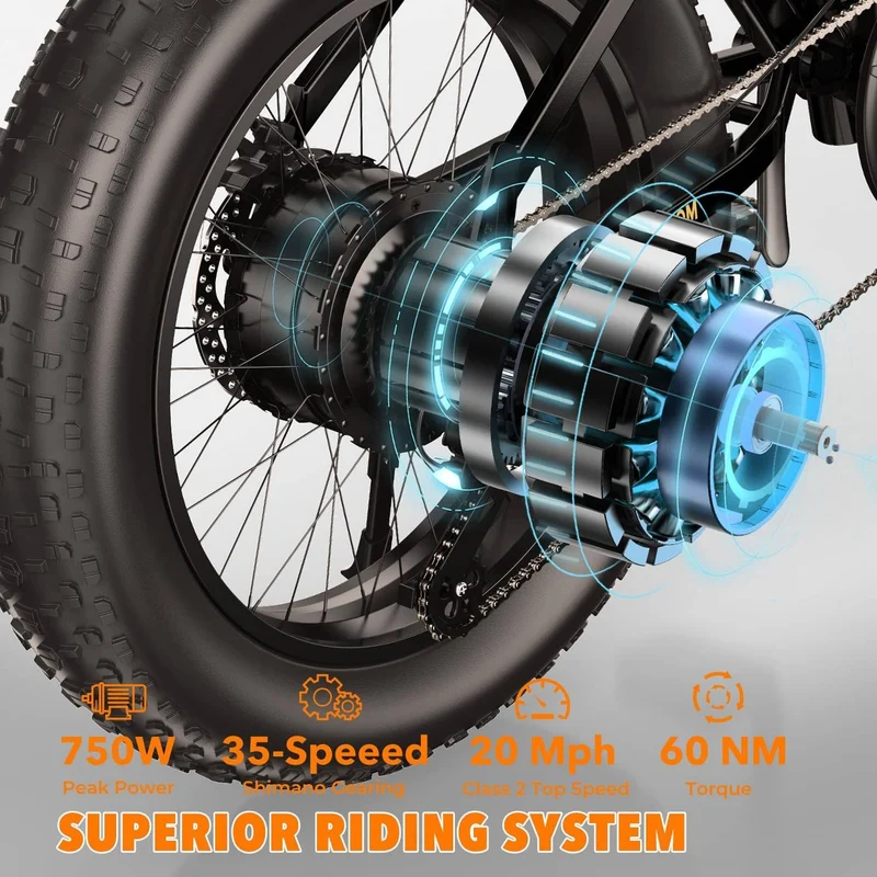 Cycrown Knight Fat Tire folding electric bike-Max Speed 32KPH, Range 77KM