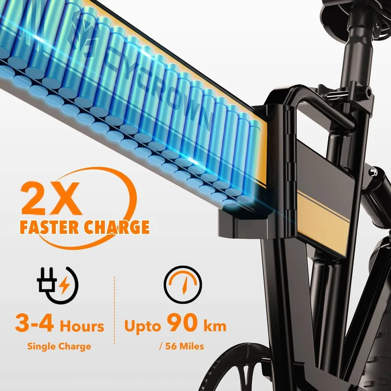 Cycrown Knight Fat Tire folding electric bike-Max Speed 32KPH, Range 77KM