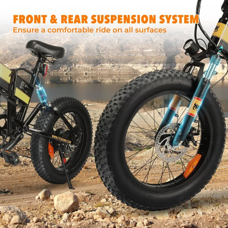 Cycrown Knight Fat Tire folding electric bike-Max Speed 32KPH, Range 77KM